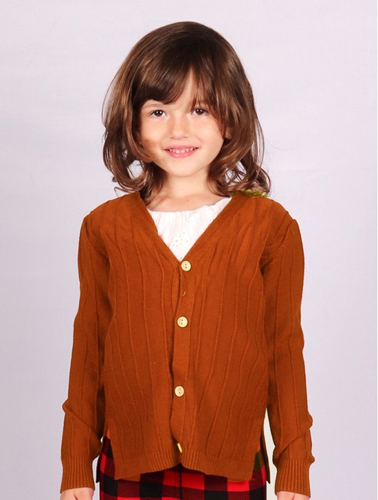Kids Solid Colour Button Sweater